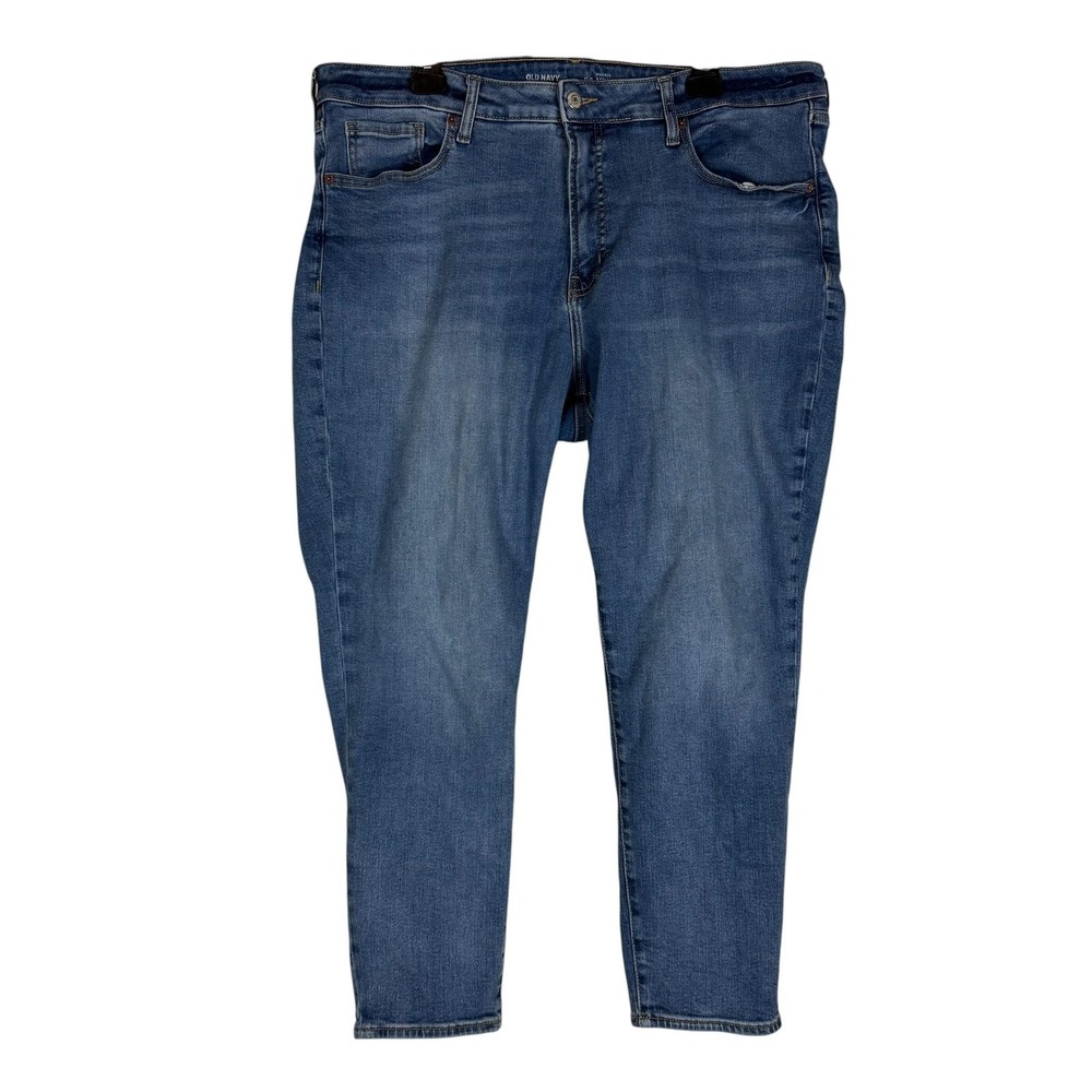 Old Navy OG Straight Jeans Womens 18 Blue Medium Wash High Rise Stretch Denim